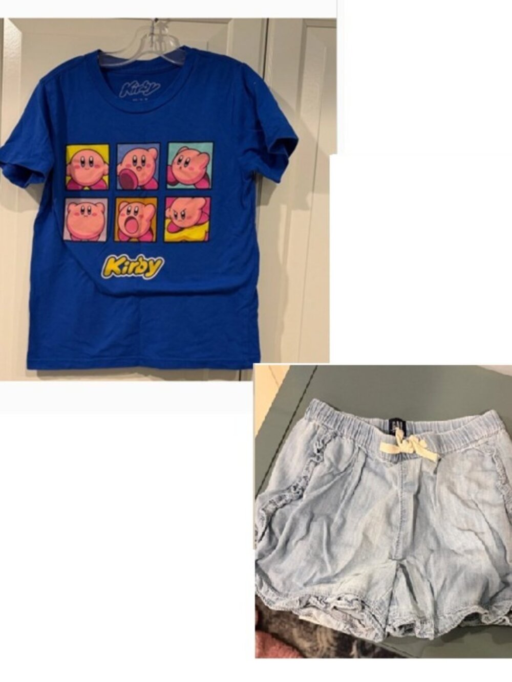 Buyer Choice:GAP Kids Medium High Waist Light Blue Shorts or Kirby Medium Tshirt